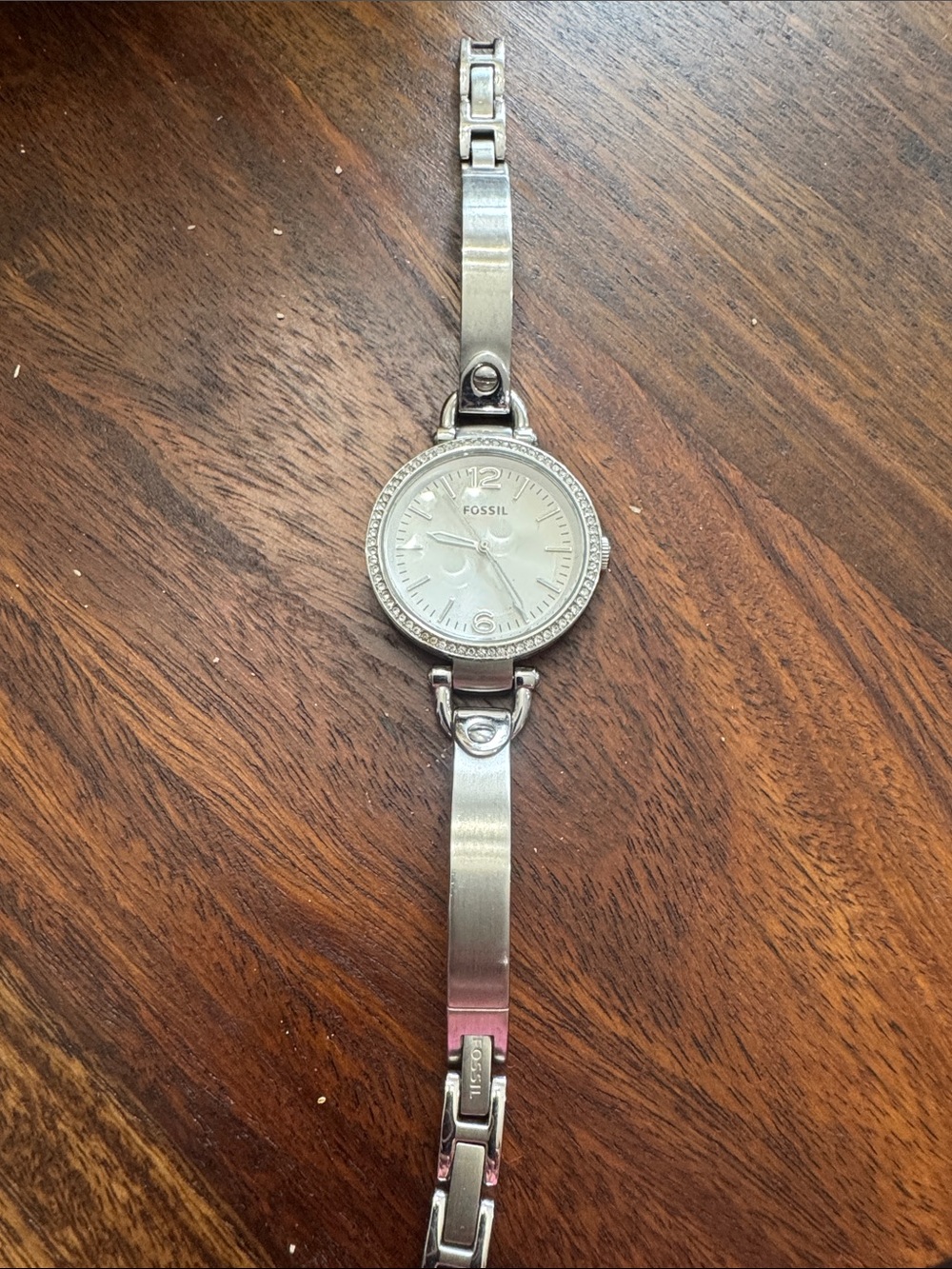 Fossil Silver Women's Slim Bracelet Watch with Crystal Accent
